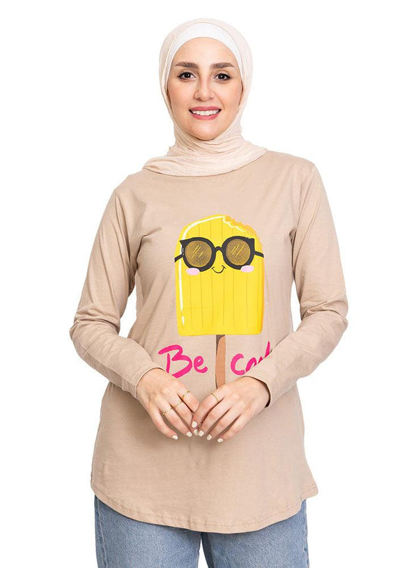 Latte Printed Long - Sleeve Design 32 - Khotwh